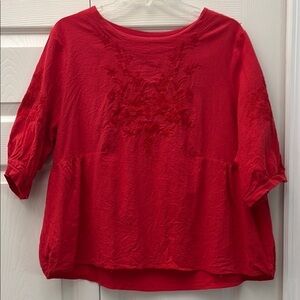 ❤️3 for $15!❤️ Women's Cotton Linen 3/4 Sleeve Round Neck Embroidery
